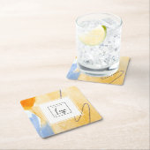 Classy Artistic Blue Gold Oil Paint Texture Logo Rechteckiger Pappuntersetzer (Vor Ort)