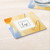 Classy Artistic Blue Gold Oil Paint Texture Logo Rechteckiger Pappuntersetzer (angewinkelt)