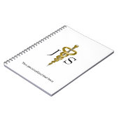 Classy Asclepius Noble Medical Elegantes Gold Silb Notizblock (Linke Seite)
