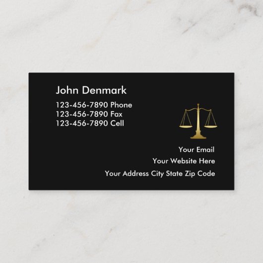 Classy Attorney Business Cards Visitenkarte (Rückseite)