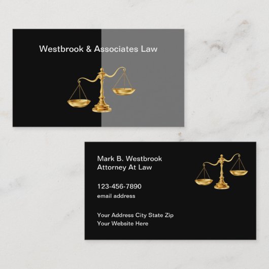 Classy Attorney Gold Tone Skala der Justiz Visitenkarte (Vorne/Hinten)