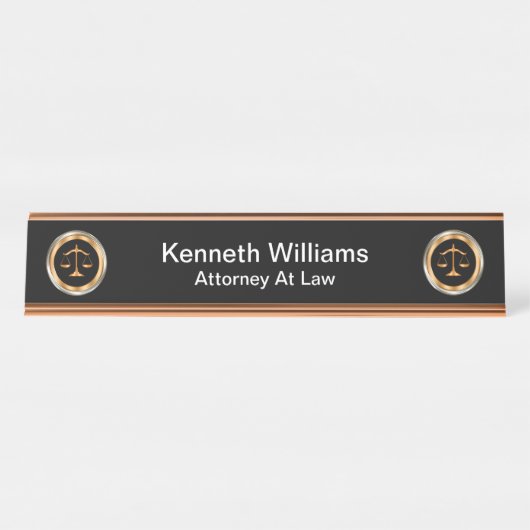 Classy Attorney Law Emblem Design Schreibtischnamensplakette (Vorderseite )