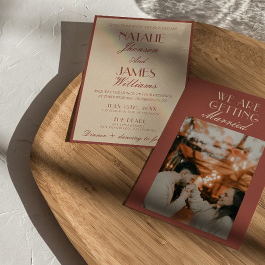 Classy Auburn Copper Old Money Luxury Wedding Einladung