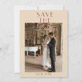 Classy Auburn Cream Old Money Photo Wedding Save The Date (Vorderseite)