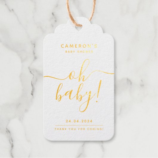Classy Baby Dusche Personalisiertes Gold Foil Gesc Geschenkanhänger (Vorderseite)