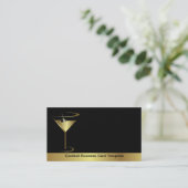 Classy Barkeeper Gold Martini Cocktail Visitenkarte (Stehend Vorderseite)
