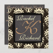 CLASSY Beige & Brown RENEWAL Wedding EINLADEN Einladung (Vorne/Hinten)