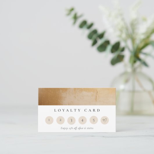 Classy Beige Gold Paint Texture Loyalty Card Visitenkarte (Stehend Vorderseite)