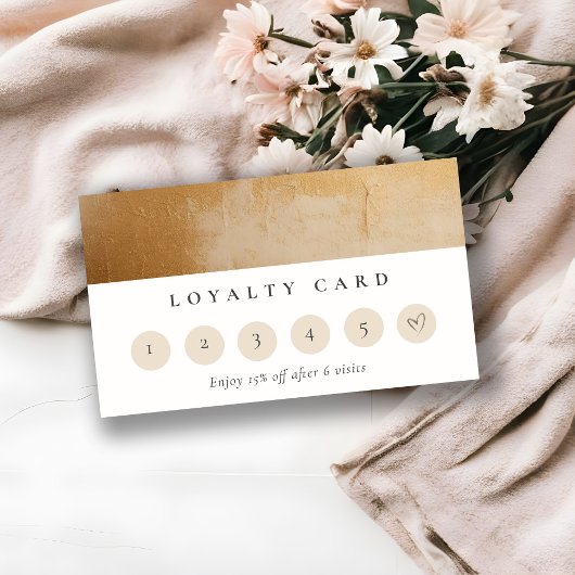 Classy Beige Gold Paint Texture Loyalty Card Visitenkarte