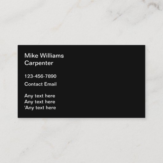 Classy Beruflich Carpenter Visitenkarte (Rückseite)