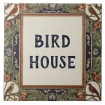 Classy Bird Custom House Name Plate Schild Plaque Fliese<br><div class="desc">"Custom house name plate",  "personalisierte Hausnamensschild",  "personalisiertes Textschild",  "Blume bird casa Keramik tile",  "Blume für Blumenvögel",  "Vintages botanisches Marinefeldgold",  "traditionelles blau und weiß",  "Familienname Nachname",  "Klassische britische Zuhause-Beschilderung",  "dekorative Antique Country villa"</div>