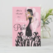 Classy Birthday Girl Einladung (Stehend Vorderseite)
