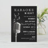 Classy Black 30. Geburtstag Karaoke Night Party Einladung (Stehend Vorderseite)