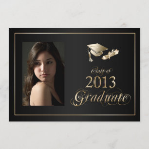 Classy Black and Gold 2013 Graduate Foto Einladung