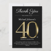 Classy Black and Gold 40. Geburtstag Danke Karte