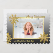 Classy Black and Gold Custom Foto Weihnachten Einladung (Vorderseite)