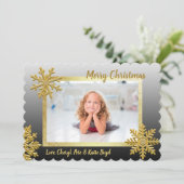 Classy Black and Gold Custom Foto Weihnachten Einladung (Stehend Vorderseite)
