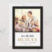 Classy Black and Gold Foto Save the Date (Vorderseite)