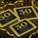 Classy Black and Gold Glitzer 50. Geburtstagsparty Rechteckiger Pappuntersetzer<br><div class="desc">50. Geburtstagsparty - Machen Sie Ihre 50. Geburtstagsparty oder Meilenstein Geburtstagsfeier für Erwachsene unvergesslich mit unseren eleganten Gastgeschenke aus schwarzem und goldenem Glitzer. Styling mit goldfarbenem Glitzer 50 Typografie auf schwarz für eine gläserne Touch,  diese Dosenkühler sind perfekt,  um Ihre Geburtstagsfeier elegant zu gestalten.</div>