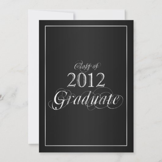 Classy Black and Silver 2012 Graduate Invitation Einladung (Vorderseite)