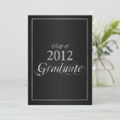 Classy Black and Silver 2012 Graduate Invitation Einladung (Stehend Vorderseite)
