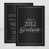Classy Black and Silver 2012 Graduate Invitation Einladung (Vorne/Hinten)