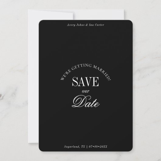 Classy Black and White Elegant Save the Date Card (Vorderseite)
