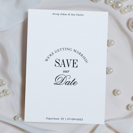 Classy Black and White Elegant Save the Date Card