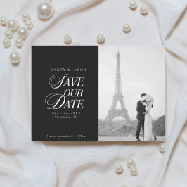 Classy Black and White Elegant Save the Date Card