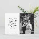 Classy Black and White Elegant Save the Date Card (Stehend Vorderseite)