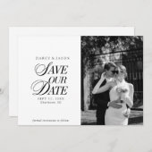 Classy Black and White Elegant Save the Date Card (Vorne/Hinten)