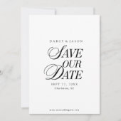 Classy Black and White Elegant Save the Date Card (Vorderseite)