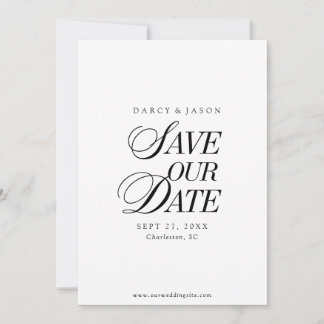 Classy Black and White Elegant Save the Date Card