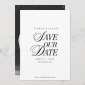 Classy Black and White Elegant Save the Date Card (Vorne/Hinten)