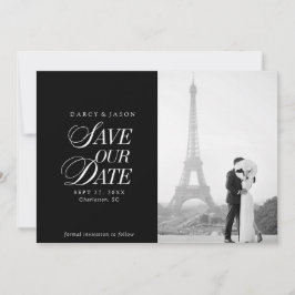 Classy Black and White Elegant Save the Date Card