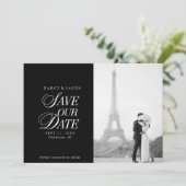 Classy Black and White Elegant Save the Date Card (Stehend Vorderseite)