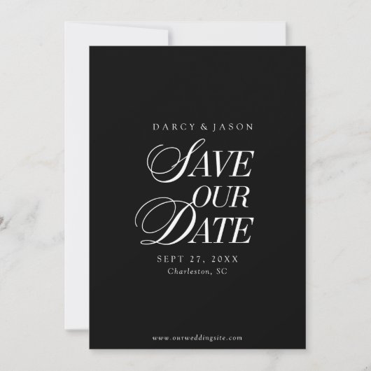 Classy Black and White Elegant Save the Date Card (Vorderseite)