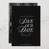 Classy Black and White Elegant Save the Date Card (Vorne/Hinten)