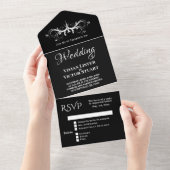 Classy Black and White Tri Fold UAwg Wedding All In One Einladung (Abreißen)