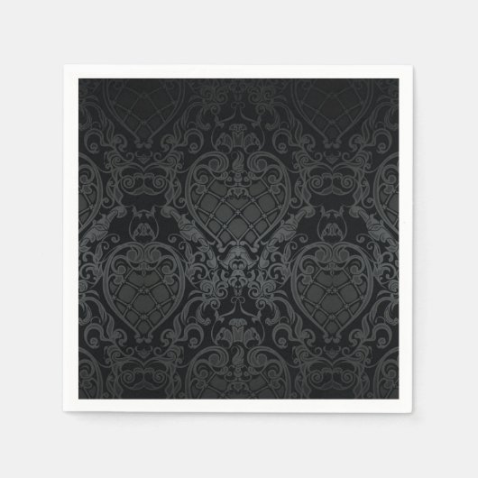 CLASSY BLACK BAROQUE WAPPEN PATTERN NAPKIN DESIGN SERVIETTE (Vorderseite)