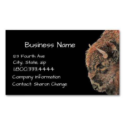 Classy Black Bison, Buffalo Business Card Magnetische Visitenkarte (Vorderseite)