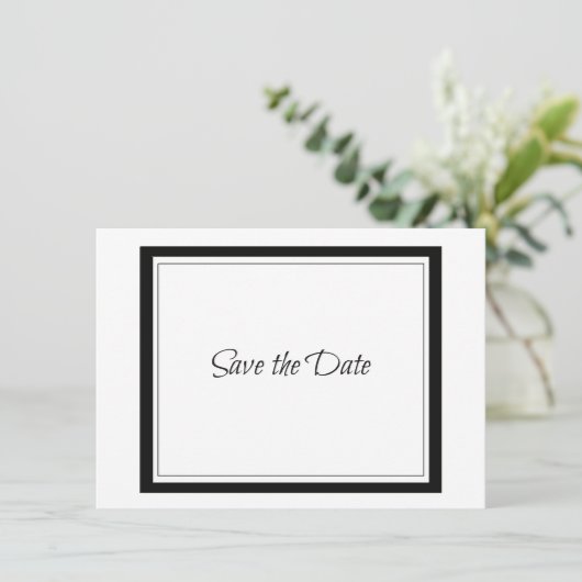 Classy Black Border Save the Date (Stehend Vorderseite)