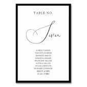Classy Black Border Script Wedding Seating Chart Tischnummer (Rückseite)