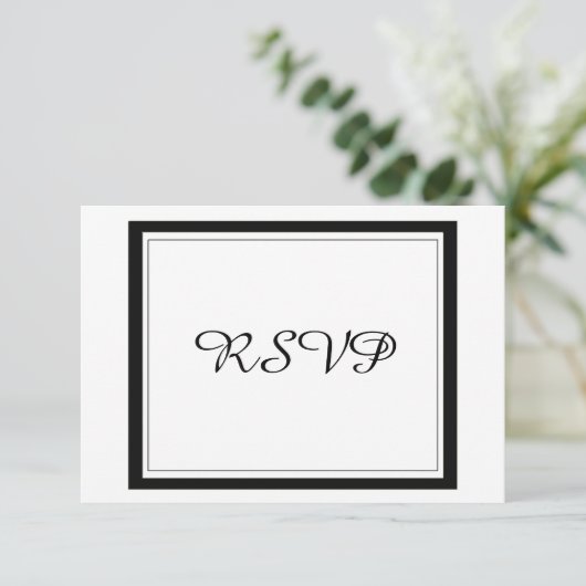 Classy Black Border Wedding RSVP (Stehend Vorderseite)