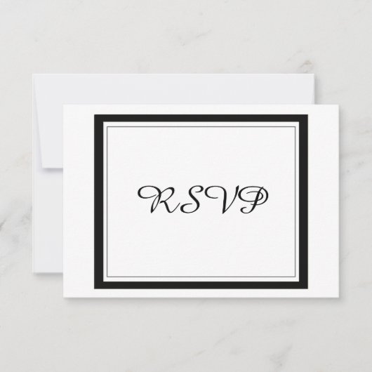 Classy Black Border Wedding RSVP Karte (Vorderseite)