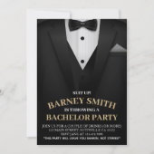 Classy Black Bow Krawatte Anzug Bachelor Party Ein Einladung (Vorderseite)