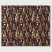 Classy Black, Burgund und Gold Weihnachtsbaum Geschenkpapier (Flach)