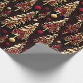Classy Black, Burgund und Gold Weihnachtsbaum Geschenkpapier (Ecke)