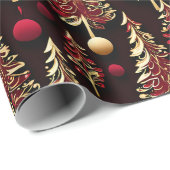 Classy Black, Burgund und Gold Weihnachtsbaum Geschenkpapier (Rolleneckpunkt)
