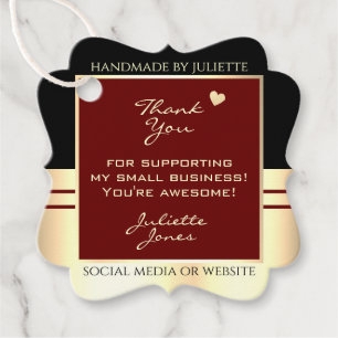 Classy Black Burgundy und Gold Packaging Vielen Da Geschenkanhänger